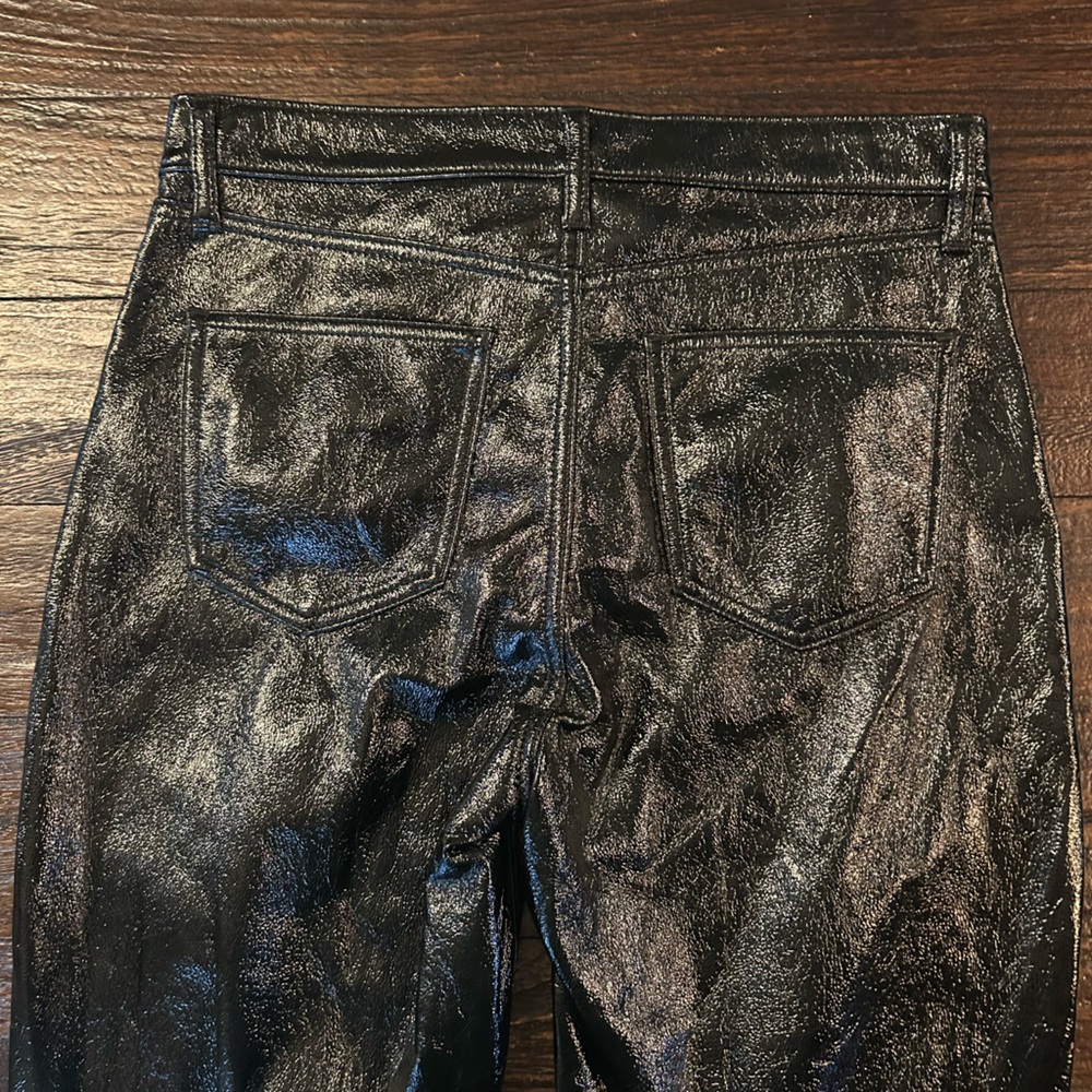 GAP Vintage Slim High Rise Black Faux Leather Straight Leg Women's Pants - Picture 9 of 10